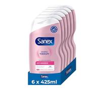 Sanex Derma Therapy Anti-Sequedad, Gel de Ducha, Pack 6x425ml | Gel cremoso piel seca con ácido hialurónico, Alivia sequedad y picor, Hidratación 24 horas, 90% Natural, 0% sulfatos