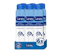 Sanex Dermo Extra Control Deodorant Spray, Pack of 6 x 200 ml, with Antibacterial Zinc Oxide, Up to 72H Protection Against Sweat and Odor, Restores the Natural pH of the Skin(El empaque puede variar)