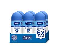 Sanex Dermo Extra Control Desodorante Roll-On, Pack 6 Uds x 50 ml, Desodorante Antitranspirante, hasta 48H de Protección Contra el Sudor y el Olor, Restaura el pH Natural de la Piel
