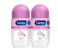 Sanex Dermo+ Invisible Desodorante Antitranspirante Roll-On 72 Horas 2x50ml - protección eficaz contra el sudor y el mal olor - dermatológicamente testado - contiene 0% alcohol*-protege de las manchas
