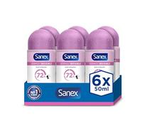 Sanex Dermo+ Invisible, Desodorante Antitranspirante Roll-On 72h, 6x50ml | Roll-on 72h, Fórmula antimanchas y anti-irritación, 0% Alcohol, Testado dermatológicamente