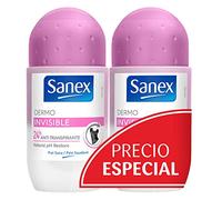 Sanex Dermo Invisible, Desodorante Roll On - Pack 2 uds x 50 ml