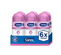 Sanex Dermo Invisible Desodorante Roll-On, Pack 6 Uds x 50 ml, Antitranspirante con hasta 48H de Protección contra el Sudor y el Olor, Antimanchas, Restaura el pH Natural de la Piel