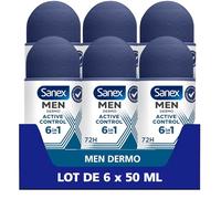 SANEX - Dermo Men Active Control 72 h Antitranspirante 53 ml - Potente protección contra el sudor y los olores - sensación inmediata de piel nutrida - no contiene alcohol