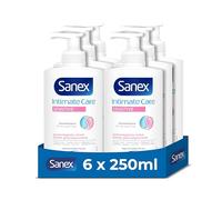 Sanex Jabón Íntimo Sensitive Hipoalergénico, 6 uds x 250ml, Formulado para zonas íntimas, Fórmula sin jabón para reducir la irritación, Respeta el pH natural de la piel, Testado ginecológicamente