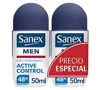 Sanex Men Active Control 48H, Desodorante Roll On, Pack 2 Uds x 50ml