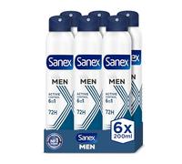 Sanex Men Active Control Desodorante Spray para Hombre, Pack 6 uds x 200 ml, Protección 48H, Antitranspirante, Anti Irritación, 0% Alcohol, Combate el Mal Olor, Larga Duración