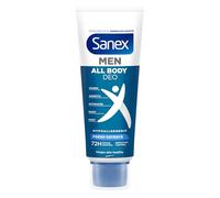 Sanex Men Crema Todo el Cuerpo Deo Frescor Total 75ml, Desodorante para Manos, Pies, Axilas, Cuerpo y Zonas Íntimas, 72 h de Protección contra el Olor Clínicamente Probada, Hipoalergénico
