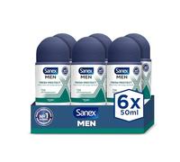 Sanex Men Fresh Protect Desodorante Antitranspirante Roll-On 6 Uds x 50ml, efecto seco de larga duración, frescor, 72 horas de protección contra el sudor y el olor, 0% alcohol*