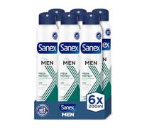 Sanex Men Fresh Protect Desodorante en Spray Antitranspirante Pack 6 x 200ml, Efecto seco de larga duración, Fórmula anti-irritación, Protección 24h contra el sudor y el olor, 0% alcohol*