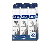 Sanex Men Invisible, Desodorante Antitranspirante Spray Hombre, 6x200ml | Spray antitranspirante hombre 72h, Antimanchas, Anti-irritación, Neutraliza mal olor, 0% Alcohol