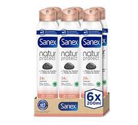 Sanex Mineral Protect Desodorante Spray, Pack 6 Uds x 200ml, Protección 48H contra el Mal Olor, con Piedra de Alumbre, 0% Alcohol, Sin Alérgenos ni Colorantes, Piel Sensible