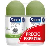 Sanex Mineral Protect Piedra de Alumbre Piel Normal Desodorante Roll-On 2x50 ml