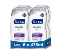 Sanex Natural Prebiotic Atopiderm Gel de Ducha, Pack 6 Uds x 475ml, Gel de Baño para Piel Reactiva con Tendencia Atópica, Ayuda a Calmar el Picor y la Sequedad, 12H de Hidratación