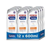 Sanex Natural Prebiotic Sensitive Gel de Ducha, Pack 12 Uds x 600ml, Gel de Baño que Limpia Suavemente la Piel, Agradable Fragancia para la Piel, Complejo Prebiótico y Postbiótico