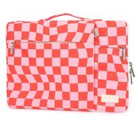 SANFAN Funda protectora para portátil de 360°, con 3 bolsillos, asa y correa para equipaje, diseño de sol, luna y estrellas sobre fondo azul marino (Check, 15 inch-15.6 inch)