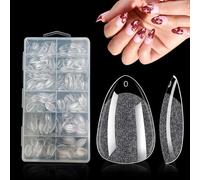 SanFangyue Almendra Corto Uñas Cápsula- 552Pcs Suave Gel Full Cover Uñas Tips Uñas Cortas Stick On Uñas Postizas Pre-Pulido Uñas de Gel Tips para Nail Art-12 Tamaños