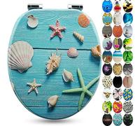 Sanfino® Premium Tapa de WC con descenso automático - asiento de inodoro de madera, muchos motivos coloridos y decorativos, asiento cómodo, montaje fácil con instrucciones in lue Star"