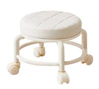 Sanfiyya Heces de bajo rodaje, Asiento Moderno de Rodillo, Taburete de pedicura de 10.2 Pulgadas de Altura sobre Ruedas, 360 ° Silla de pedicura Universal giratoria para la tecnología de uñas (Beige)