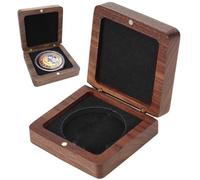 Sanfly 1 Juego De Caja De Regalo De Presentación De Monedas De Desafío De Madera Individual con Cierre Interior De Caja De Almacenamiento De Monedas De 40mm para Coleccionistas De Monedas