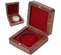 Sanfly 1 Juego De Caja De Regalo De Presentación De Monedas De Desafío De Madera Individual con Cierre Interior De Caja De Almacenamiento De Monedas De 40mm para Coleccionistas De Monedas