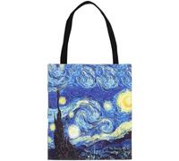 Sanfly Bolsa De Lona De Pintura Óleo Noche Estrellada por Noche Grande Bolsa De Hombro Casual Reutilizable Bolsa De Compras De Compras Múltiples para Aire Libre