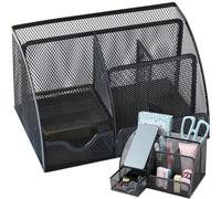 Sanfly Metal Mesh Desk Organizer Box Box Desktop Office Organizer Soporte De Almacenamiento Multifunción Pen Pen Pen Comparal
