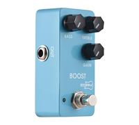 Sanfoelek ZORY - Pedal de efectos de impulso de guitarra BASS/TREBLE/GAIN 2 bandas EQ Control DC 9V 6.35mm Interfaz de entrada/salida de aleación de aluminio Efector de impulso de guitarra eléctrica