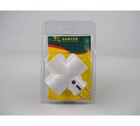Sanfor 55009 Blíster Clavija Triple con Toma de Tierra, Adaptador Triple Schuko TT