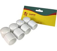 Sanfor | Contera de PVC | Protección Patas y Tubos de 22 mm | Bastones de Apoyo | Contera Cilíndrica | Antideslizante, Adherente | Color Blanco | 8 Unidades