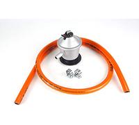 Sanfor Kit regulador de Gas butano + Goma 1,5 Metros y Dos Abrazaderas metálicas, Color Plateado/Naranja, Talla única