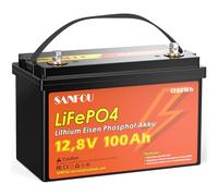 SANFOU Batería LiFePO4 12,8V 100Ah, Batería Litio 1280Wh, Baterías de Ciclo Profundo 5000-15000 veces, Perfecta como fuente de energía para Autocaravanas y Camping