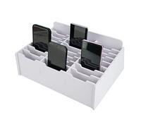 Sanfurney Caja de almacenamiento para teléfono móvil, soporte para calculadora, para clase escolar, organizador de teléfono móvil, 24 ranuras Style-a-24-blanco