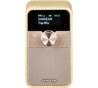 SANGEAN DDR-8 Radio portátil DAB+ con Bluetooth 5.2, pantalla OLED giratoria, batería integrada, carcasa de chapa de madera auténtica en blanco ceniza