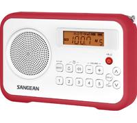 Sangean PR-D18RD Am/FM/Radio Digital portátil con Parachoques Protector (Blanco/Rojo)