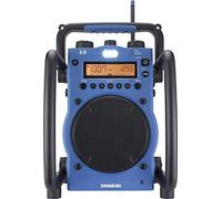 Sangean U-3 - Radio estéreo AM / FM (impermeable, antena, despertador, altavoces, auriculares), color azul y negro