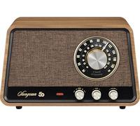 Sangean WR-101 Nogal. Radio Am/FM com Bluetooth, construida en Madera, con una afinación Suave y precisa. Control de Tono, Salida Auxiliar para Cargar Auriculares y teléfonos móviles.