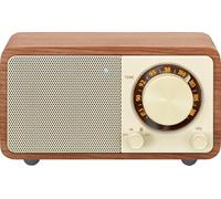 SANGEAN WR-7 Plus (2ª generación) - Radio retro compacta con altavoz Bluetooth, recepción FM, batería integrada, diseño portátil y carcasa de madera auténtica, cereza natural