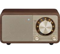 SANGEAN WR-7 Plus (2ª generación) - Radio retro compacta con altavoz Bluetooth, recepción FM, batería integrada, diseño portátil y carcasa de madera auténtica, nogal vintage