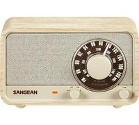 SANGEAN WR-8 - Radio portátil vintage con altavoz Bluetooth, recepción FM, batería integrada, carcasa de madera auténtica, nogal vintage (roble blanco)