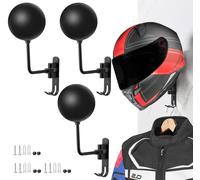 SANGMO Paquete de 3 soportes de pared metálicos de rotación de 180 grados con 2 ganchos, abrigos de bicicleta, gorras, pelotas de béisbol y soporte para casco de rugby
