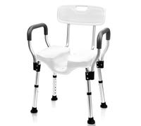 Sangohe Silla de Ducha - Silla de Ducha para Ducha Interior - Asiento en Forma de U Silla de Ducha Resistente - Silla de Ducha con Brazos para discapacitados - Asientos de Ducha Anchos para Personas