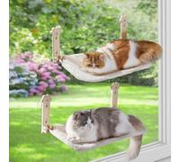 Sangoodier Paquete de 2 perchas para ventana de gato, hamaca plegable para gatos con 8 ventosas resistentes, funda extraíble y lavable, cama inalámbrica para gatos de interior, L