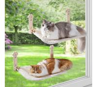Sangoodier Paquete de 2 perchas plegables para ventana de gato, hamaca plegable inalámbrica con cubierta suave extraíble para gatos de interior, cama con ventana de descanso para gatos en el interior