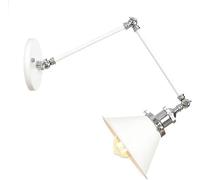 SANGPAO Lámpara de pared con brazo oscilante ajustable de metal blanco para decoración del hogar moderna, luz de lectura industrial montada en la pared, aplique de pared para dormitorio, sombra ajusta