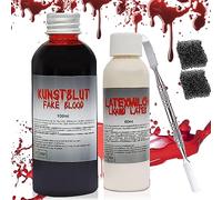 Sangre artificial, 100 ml de sangre teatral en bolsa, sangre falsa para Halloween, sangre falsa, leche de látex, sangre artificial, sangre artificial, maquillaje de Halloween, adultos, teatro,