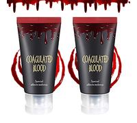 Sangre artificial 2PCS, maquillaje de sangre artificial de DE'LANCI para vampiro, sangre artificial fácil de limpiar SFX maquillaje de teatro y escenario 60 g (2.12 oz).