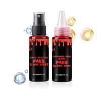 Sangre Falsa - Botella con Cuentagotas para Halloween Y Spray De Sangre | Accesorio para Disfraces De Zombie Bromas Escolares Obras Teatro Cosplay Escape Room Ropa Hombres Mujeres Actores
