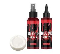 Sangre Falsa en Spray - Herida Carnosa Cortada Maquillaje,Spray De Jabón Limpiador Gotas Pintura Facial Para Ropa De Disfraces De Hombre Mujer Vampiro Zombi