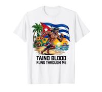 Sangre taína Corre a través de mí - Guerrero con Bandera Cubana Puesta de Sol Camiseta